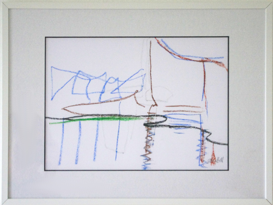 A framed picture in abstract style.